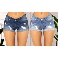 women’scuffed denim shorts:light blue/l