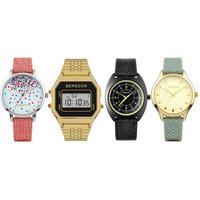 Retro Style Bergson Watches: Red and White Strap with Silver Details and Confetti retro style bergson watches: red and white strap with silver details and confetti