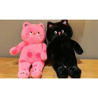 kawaii spotted cat plush toy: pink + black (each one)/ s/two