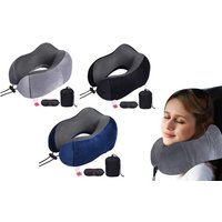 Travel Neck Pillow with Eyemask and Earplugs:Grey travel neck pillow with eyemask and earplugs:grey
