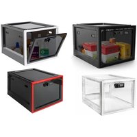 transparent lockable storage box 12.6l: black and red