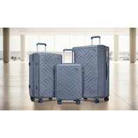 hardshell luggage in denim blue with tsa lock and spinner wheels: 24 inch