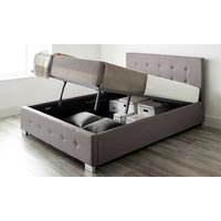 fabric ottoman storage bed: grey/single/with double comfort bonnell mattress