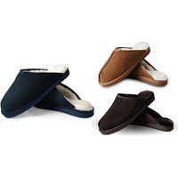 snow paw men’ssheepskin slippers: black /uk11