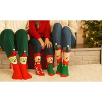 4 pairs funny holding hands christmas socks