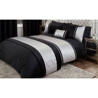 capri velvet touch duvet set with diamante trim:double duvet/silver