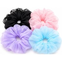 oversized sheer organza hair scrunchie – black