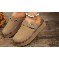 stylish buckled platform loafers: khaki/uk 5.5