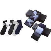 five pairs men’smid calf socks boxed set: argyle pattern