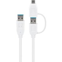 goobay usb 3.0 cable w. usb a to usb c adapter – 0 5 metres