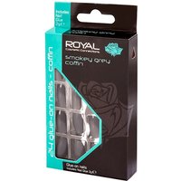 royal artificial nails smokey grey coffin – 24 pcs.