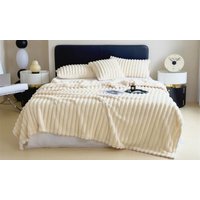 thick plush striped winter throw blanket : blue /m