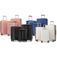 sleek striped expandable abs and pc suitcases:20 inch/black/one piece