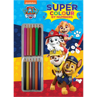 paw patrol super colour by numbers book
