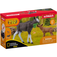 schleich national geographic moose with calf figure