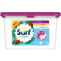 surf 3 in 1 coconut bliss laundry capsules – 18 pcs