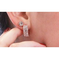 olena clip earrings: silver and rose gold/two