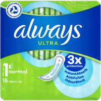 Always Ultra Normal Day Size 1 Sanitary Pads – 16 pcs always ultra normal day size 1 sanitary pads – 16 pcs