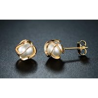 cage earrings with cultured freshwater pearls: one pair