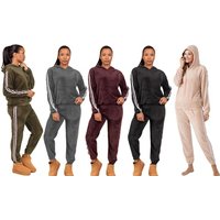 Soft Touch Velour Hooded Loungewear Suit: Black/S-M soft touch velour hooded loungewear suit: black/s m