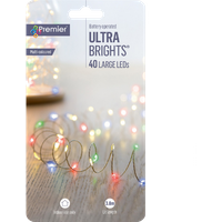 premier 40 led battery powered multicolour light chain – 3 9 metres