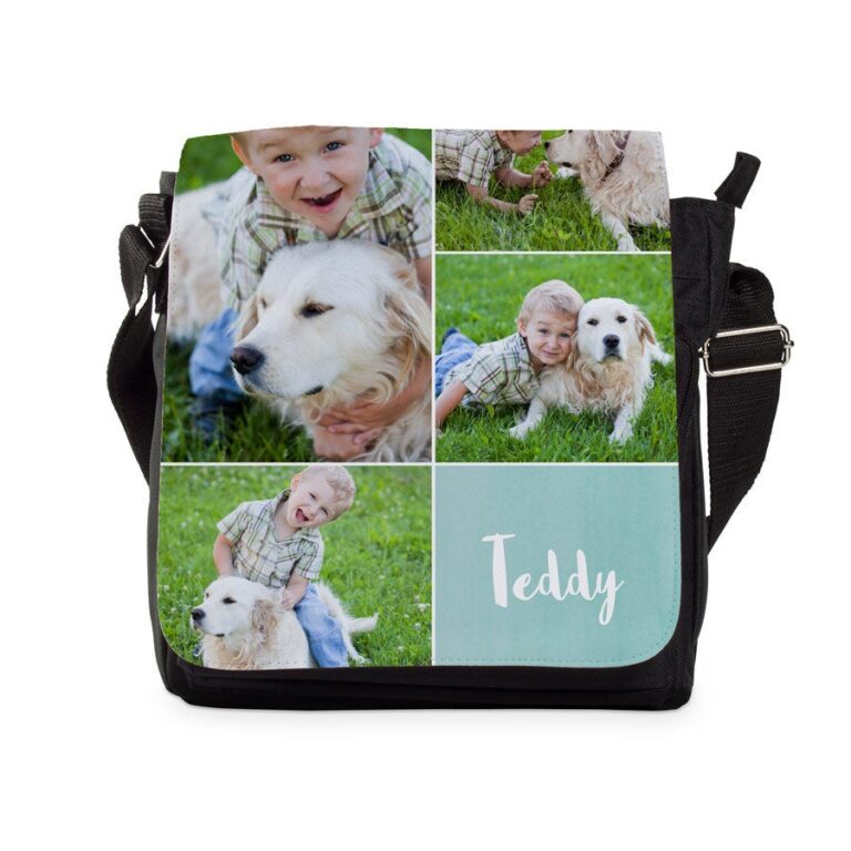 personalised shoulder bag – black – large