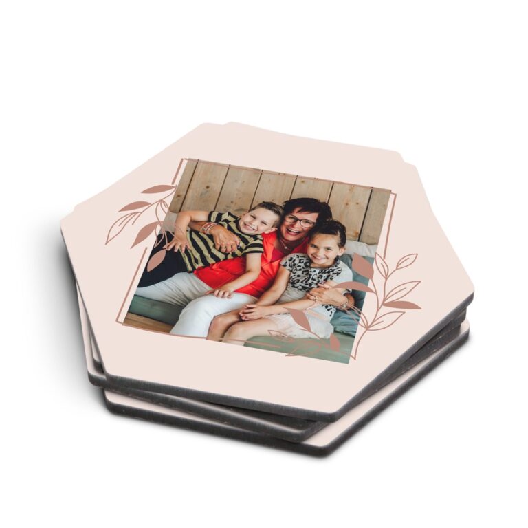 premium photo coaster hardboard – hexagon – 4 pieces