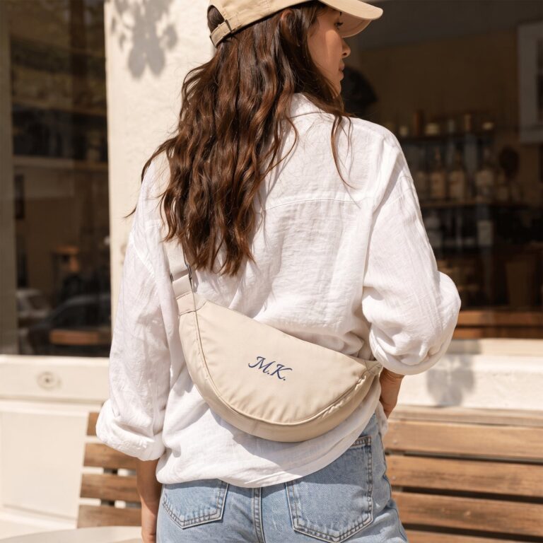 personalised crossbody bag – beige – puffy style