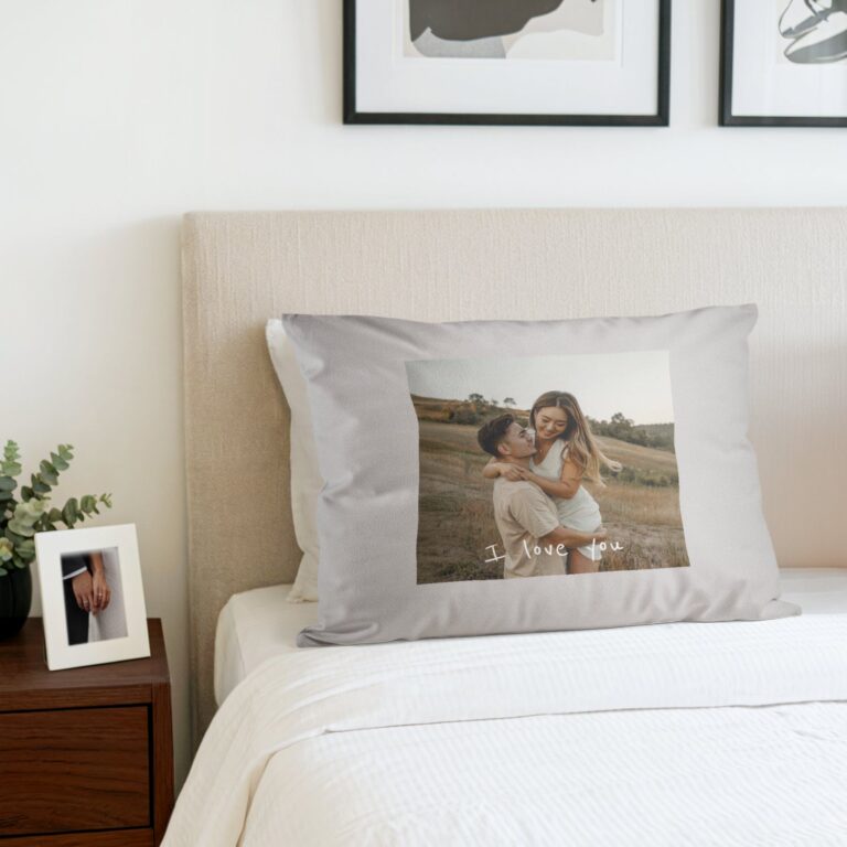 personalised cushion – light grey – 50 x 60 cm