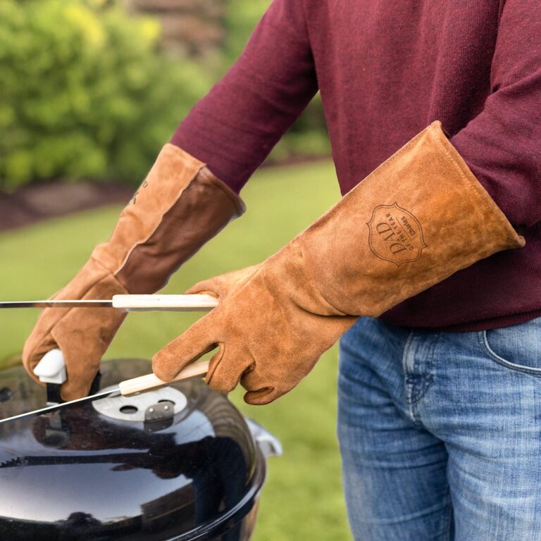 personalised leather bbq gloves
