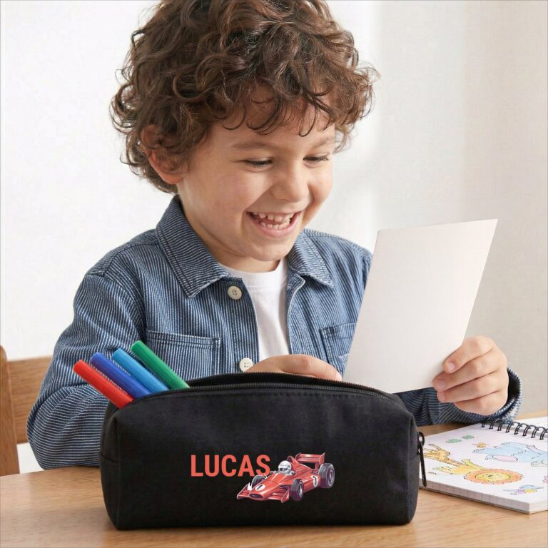 Personalised pencil case - Black personalised pencil case – black