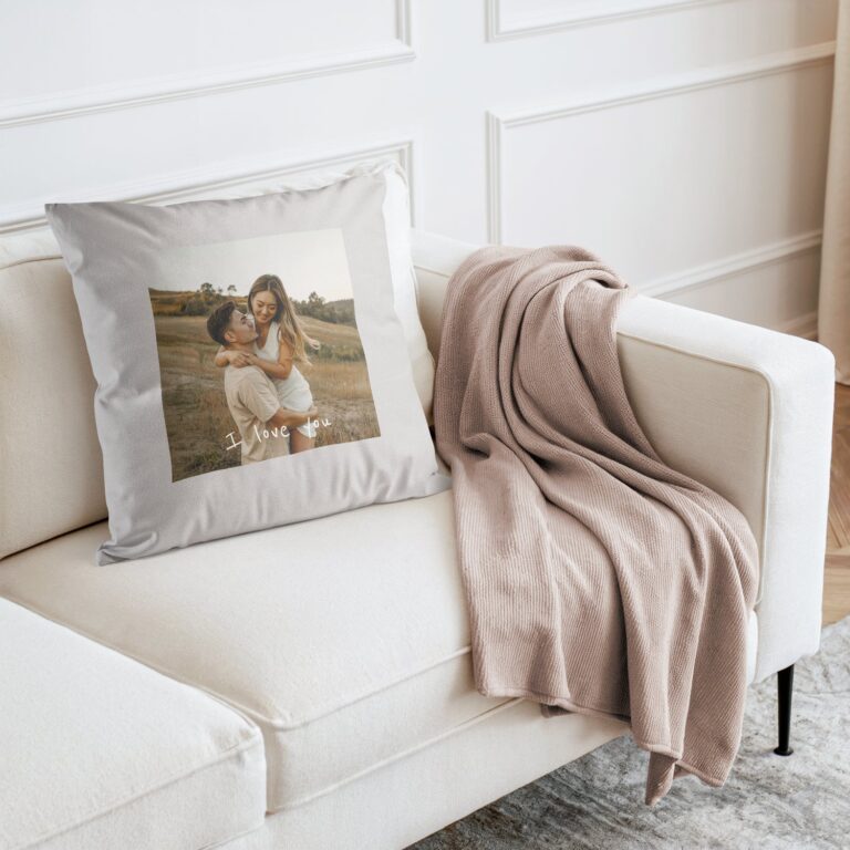 Personalised cushion - Light grey - 40 x 40 cm personalised cushion – light grey – 40 x 40 cm