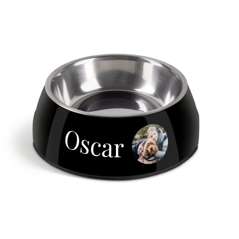 personalised dog food bowl – black – 700 ml