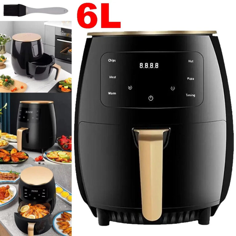6l lcd digital air fryer cooker ovens fat healthy oil free frying kitchen low uk