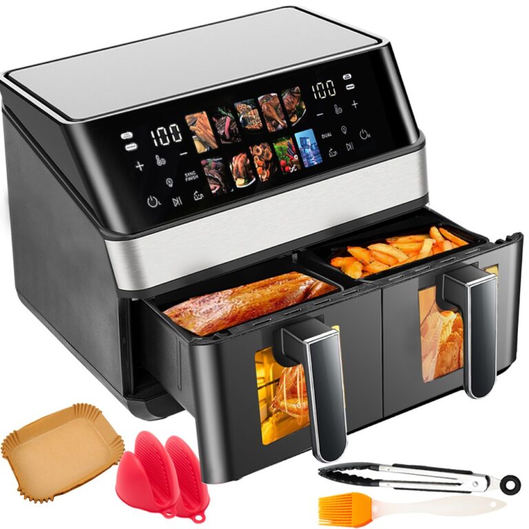 12l dual zone digital air fryer oven cooker oil free low fat kitchen w/ 100 tray