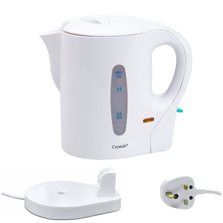 830w 1 litre electric cordless kitchen kettle caravan travel hot water white jug