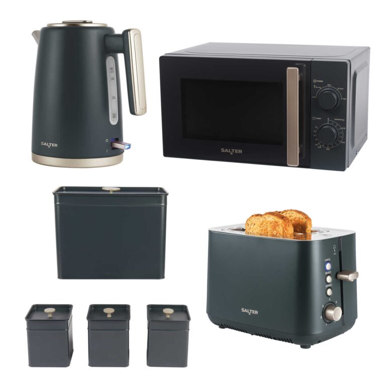 salter marino 4pc kitchen set kettle 2 slice toaster microwave & countertop set