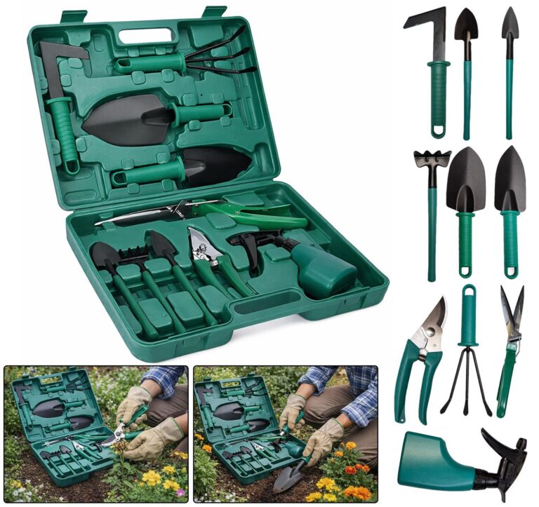 garden tool set gardening kit hand tools shovel rake shear spray bottle 10pcs