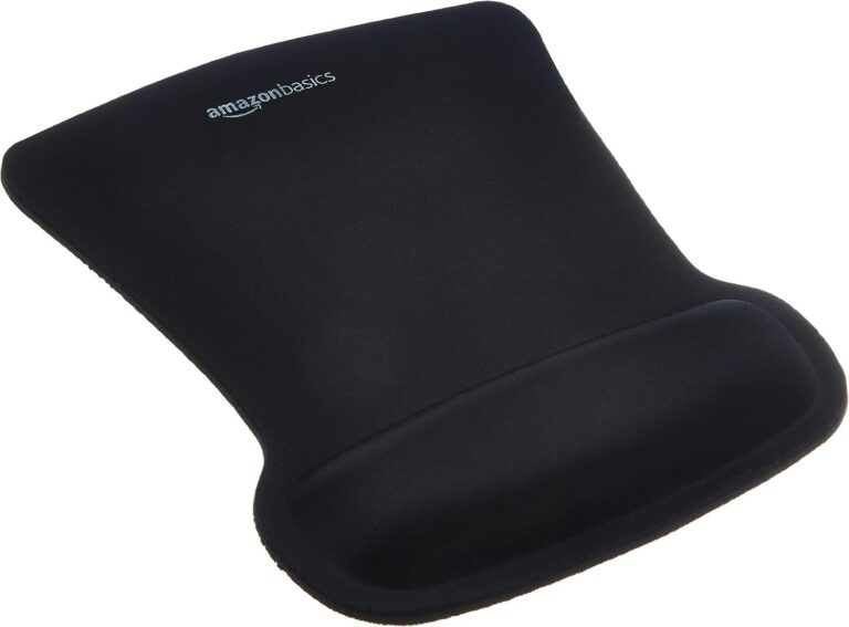amazon basics irregular gel mouse pad with wrist rest, 20 x 25 cm, black