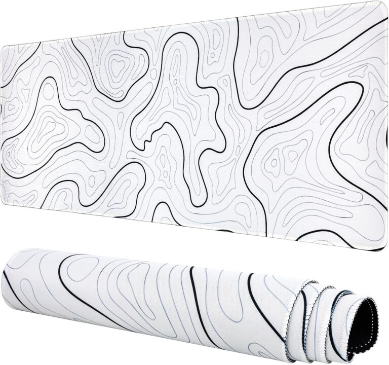 large gaming mouse mat xl desk pad 80 x 30cm white topographic non slip
