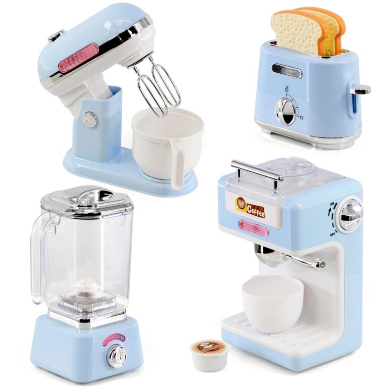 kids kitchen appliances set toy toaster blender coffee machine accessories