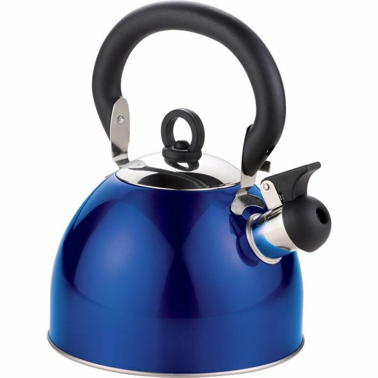 blue stainless steel whistling kettle 3l stove top hob kitchenware tea camping