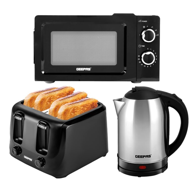 1.8l electric jug kettle 4 slice bread toaster & microwave oven kitchen set
