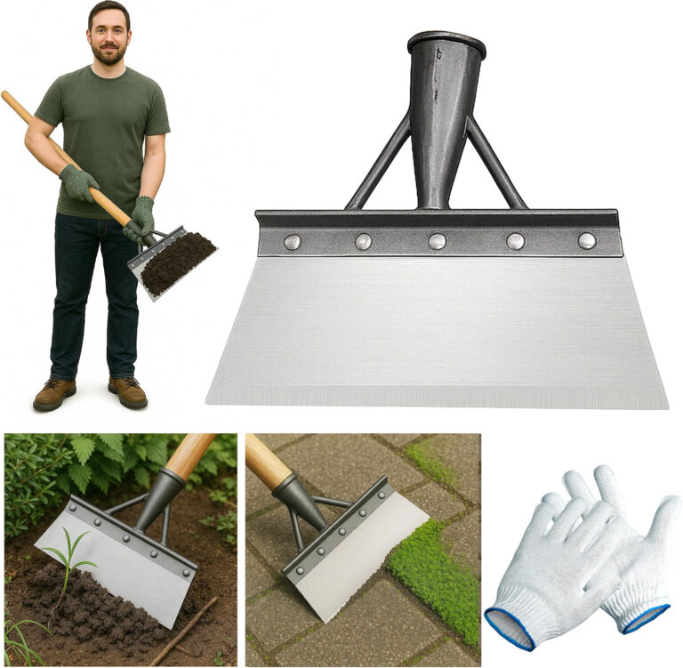 pelle & sol garden shovel & moss remover tool w/gloves – heavy duty shovel garde
