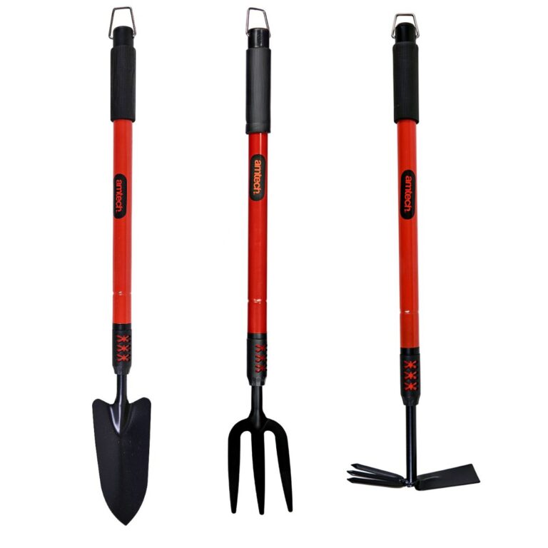 telescopic garden hand tools 3pc set extending handles fork trowel fork & hoe